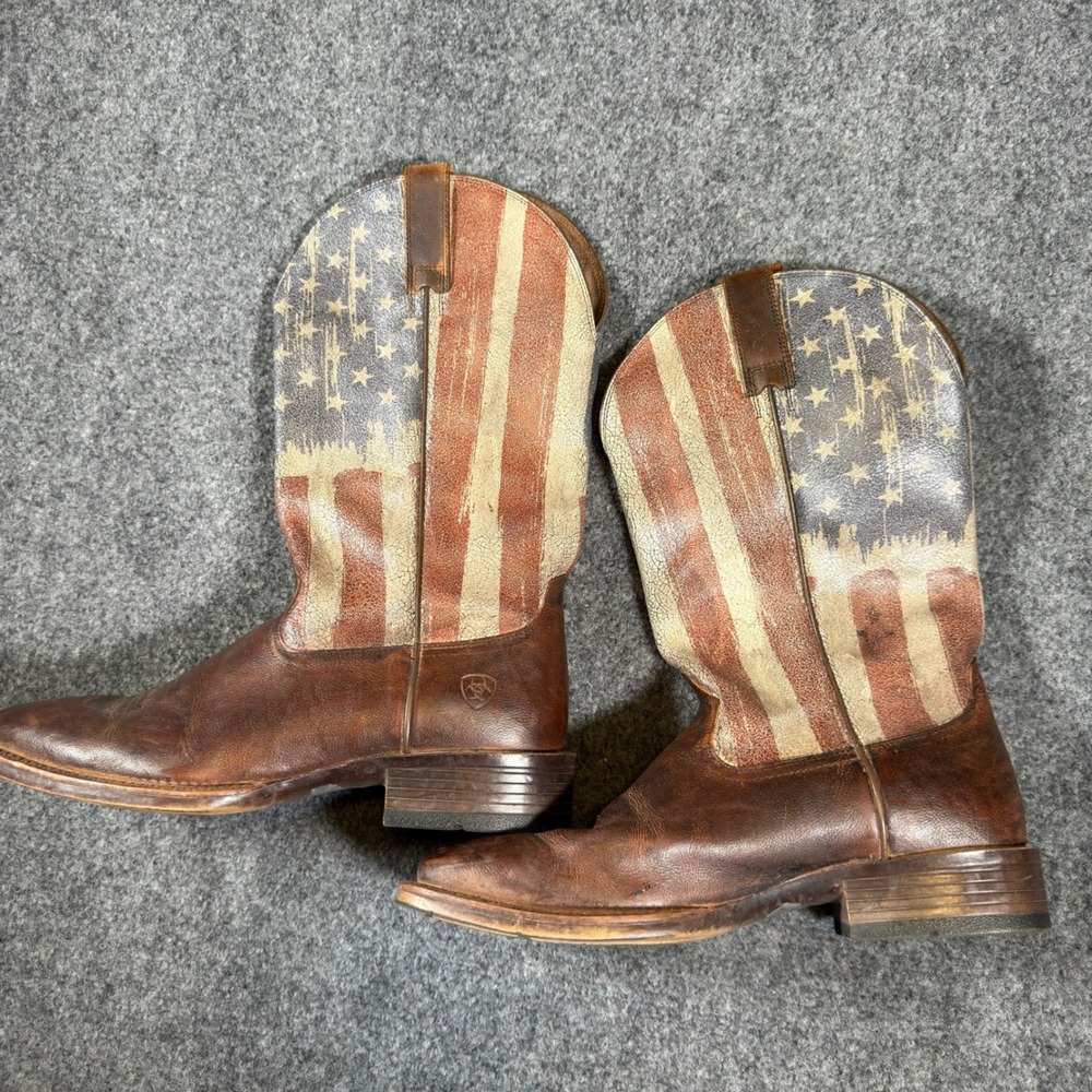 Ariat Patriot Ultra Western Boots in Sorrel Crunch & American Flag Size 10 EE